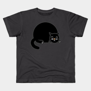 Sleeping Chubby Kitty - Black Kids T-Shirt